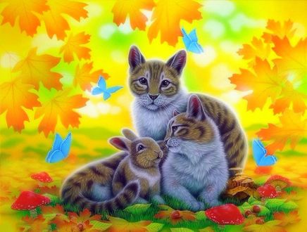 Картинки кот в осенних листьях Картинки кот в осенних листьях