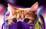 Обои Котенок выглядывает из подарочного пакета, by Khushiart