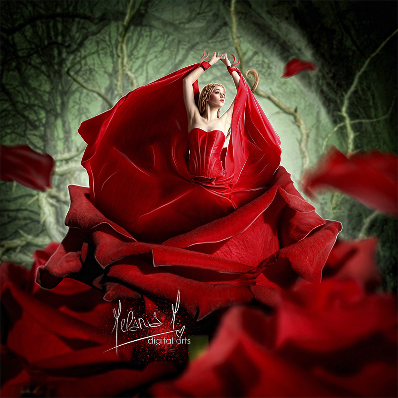Красное Платье С Розами