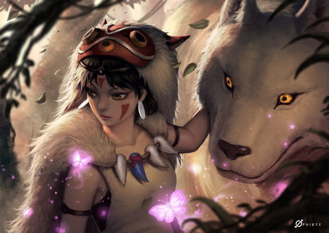Фото San / Сан и Moro / Моро из аниме Принцесса Мононокэ / Mononoke Hime, by Arcanedist