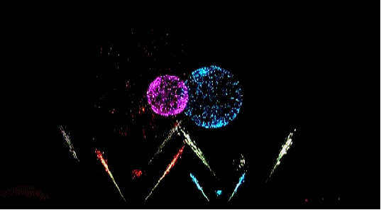 Анимация Праздничный салют высотный фейерверк в ночном небе, гифка
