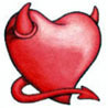 99px.ru аватар Красное нарисованное сердце с рогами и дьявольским хвостом
