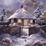 Аватар Зима, красивый зимний домик, снего идет