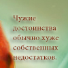 Аватар Чужие достоинства обычно хуже собственных недостатков