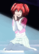 Аватар Кокоа Шузен сидит на коленках и крутит головой, аниме *Rosario Vampire*