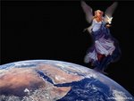 99px.ru аватар Ангел с голубем парит над Землёю.