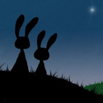 99px.ru аватар Два силуэта зайцев смотрят на одинокую мерцающую звезду