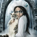 99px.ru аватар Девушка прижимает к себе кошку