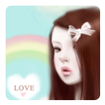 Аватар Девушка с бантиком и надпись love