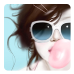 99px.ru аватар девушка в очках надула пузырь из жвачки