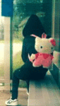 Аватар у девушки на спине рюкзак Hello Kitty