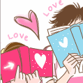 Аватар Девушка и парень спрятались за книгами Love