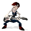 99px.ru аватар Анимированный человечек, нарисованный в 3D стиле с красными длинными волосами и гитарой в руке