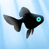 99px.ru аватар Аватар с полностью чёрной рыбкой с голубыми глазами.