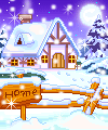 Аватар Домик в заснеженном лесу и указатель 'home'