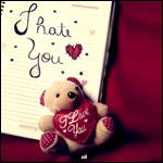 Аватар Мишка у тетрадки с надписью I love you