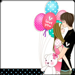 99px.ru аватар Парень обнимает девушку с белым медведем и шариками (I love You)