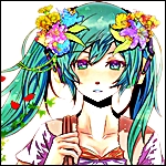 Аватар Вокалоид Hatsune Miku / Хацунэ Мику с цветами в волосах