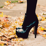Аватар Девушка в лакированных ботильонах стоит на осенних листьях