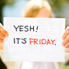 Аватар Девушка держит табличку с надписью YESH! IT'S FRIDAY.