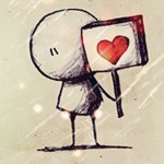 99px.ru аватар Нарисованный человечек держит табличку с сердцем