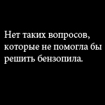 Аватар Нет таких вопросов, которые не помогла бы решить бензопила.