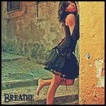 Аватар Девушка в черном платье стоит у стены ('Breathe' / 'Дыхание')