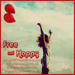 99px.ru аватар Девушка с воздушными шарами прыгает на фоне неба ('Free and Happy' / 'Свободная и счастливая')