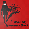 Аватар Темный силуэт девушки с красными глазами на красном фоне (I Want My Innocence Back / Я хочу мою невинность назад)