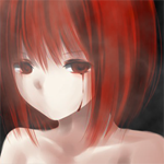 99px.ru аватар Девочка с красными волосами и глазами, без рта, плачет кровавыми слезами