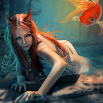 99px.ru аватар Девушка-лисица охотится на золотую рыбку
