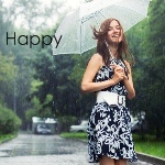99px.ru аватар Девушка с зонтом под дождем ('Happy' / 'Счастливая')