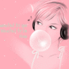 99px.ru аватар Девушка в наушниках надувает пузырь из жвачки