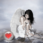 99px.ru аватар Девушка ангел скованная цепями сидит рядом с сердцем в шаре