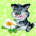 Аватар Котёнок любуется божьей коровкой на цветке