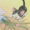 Аватар Котёнок Чи трогает лапкой цветок (аниме Милый дом Чи/anime Chi`s Sweet Home)