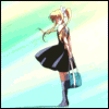 99px.ru аватар Мисудзу Камио / Misuzu Kamio из аниме Высь / Air с развевающимися волосами и юбкой держит в руках за спиной школьную сумку