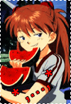 99px.ru аватар Аска из аниме Евангелион нового поколения / Neon Genesis Evangelion ест арбуз