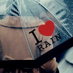 Аватар Девушка под зонтом с надписью 'I love rain' / 'Я люблю дождь'