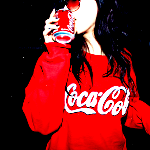 99px.ru аватар Девушка в кофте с надписью Coca-Cola пьет ее же