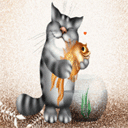 Аватар Котик и рыбка