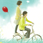 Аватар Девушка с парнем едет на велосипеде