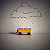 99px.ru аватар Жёлтый автобус под нарисованным дождём