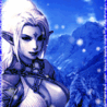 Аватар Темный эльф из игры Lineage 2 на фоне гор под снегом