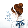 Аватар Шатенка в платье с синим бантом на спине (sweet day)
