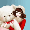 99px.ru аватар Девушка в белой шапочке с плюшевым медведем в руках