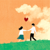 99px.ru аватар Парень и девушка в поле держат в руках воздушный шар в виде красного сердца
