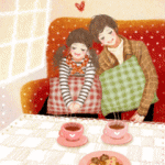 99px.ru аватар Счастливая пара влюблённых пьёт чай с тортом