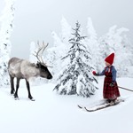 99px.ru аватар Олень и девочка на лыжах