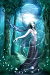 99px.ru аватар Девушка -фея с крыльями в лесу на фоне полной луны